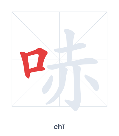 Stroke order practice for 哧 - chī