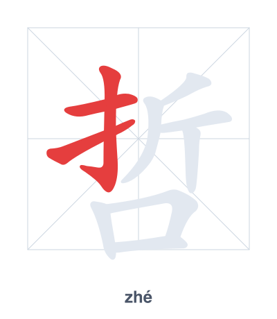 Stroke order practice for 哲 - zhé
