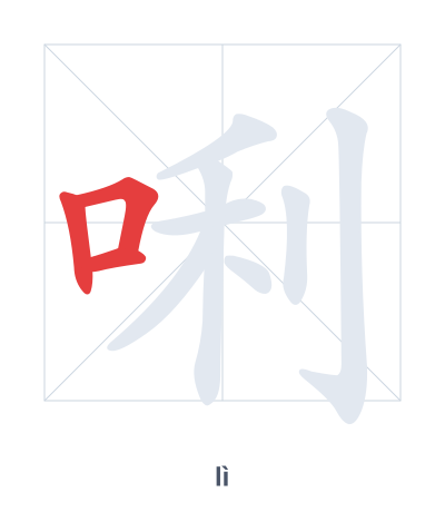 Stroke order practice for 唎 - lì