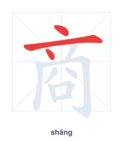 Stroke order practice for 商 - shāng