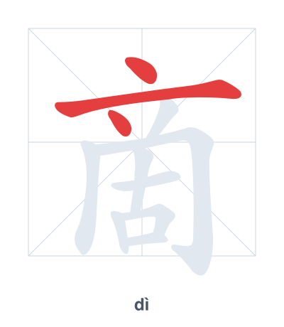 Stroke order practice for 啇 - dì