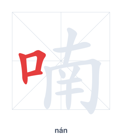 Stroke order practice for 喃 - nán