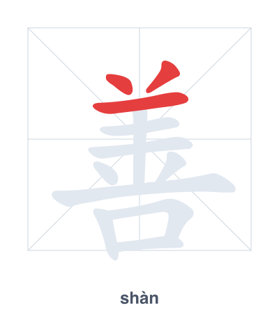 Stroke order practice for 善 - shàn