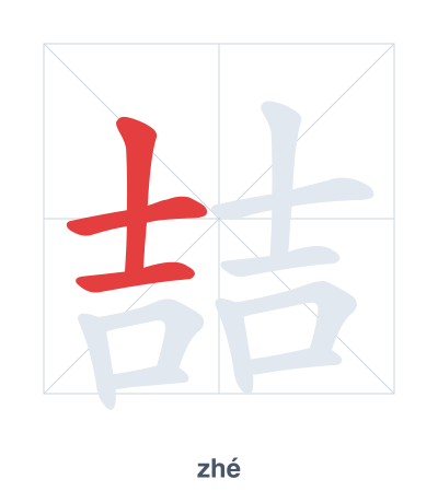 Stroke order practice for 喆 - zhé