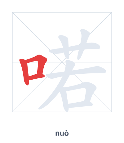 Stroke order practice for 喏 - nuò