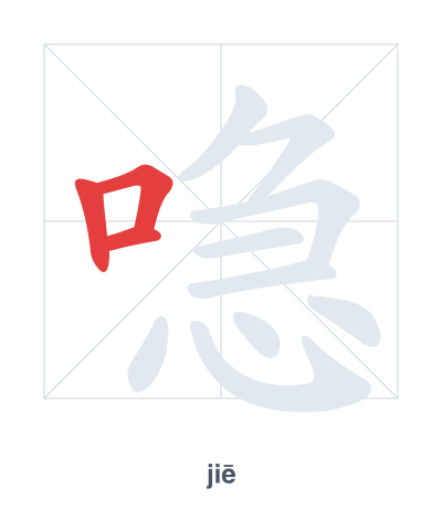 Stroke order practice for 喼 - jiē