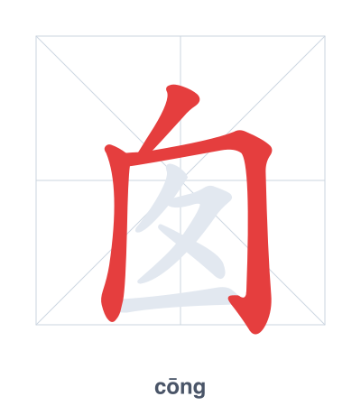 Stroke order practice for 囱 - cōng