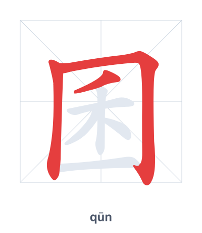 Stroke order practice for 囷 - qūn