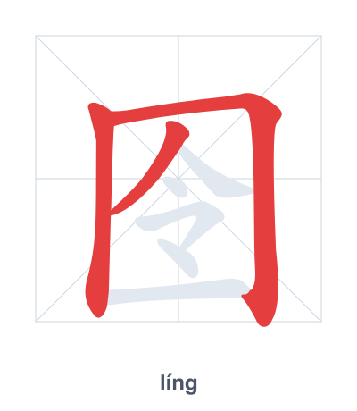 Stroke order practice for 囹 - líng