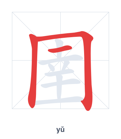 Stroke order practice for 圉 - yǔ
