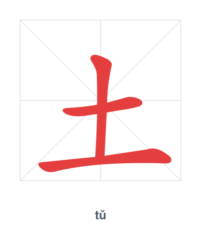 Stroke order practice for 土 - tǔ