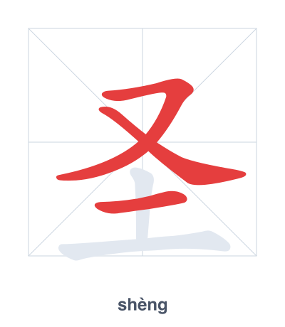 Stroke order practice for 圣 - shèng