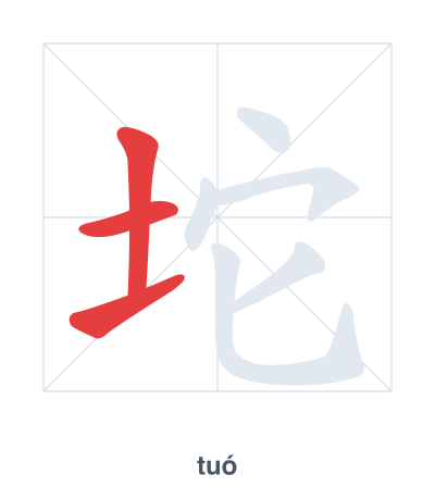 Stroke order practice for 坨 - tuó