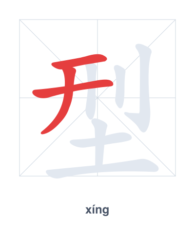 Stroke order practice for 型 - xíng