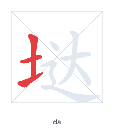 Stroke order practice for 垯 - da