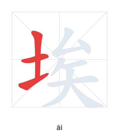 Stroke order practice for 埃 - āi