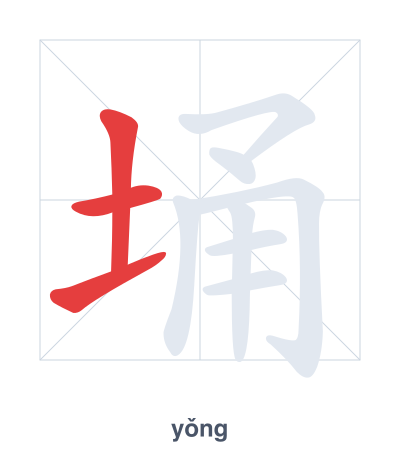 Stroke order practice for 埇 - yǒng