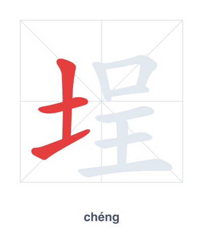 Stroke order practice for 埕 - chéng