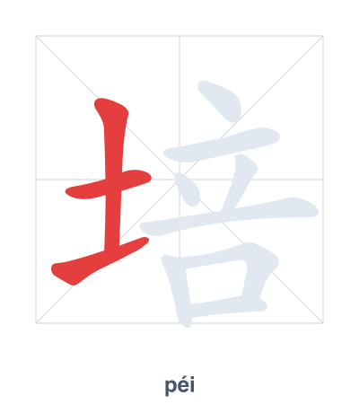Stroke order practice for 培 - péi