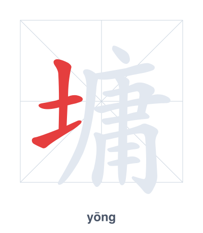 Stroke order practice for 墉 - yōng