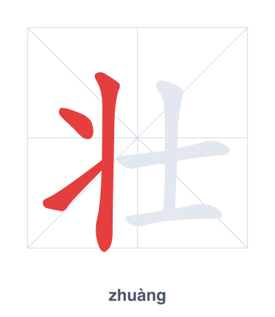 Stroke order practice for 壮 - zhuàng