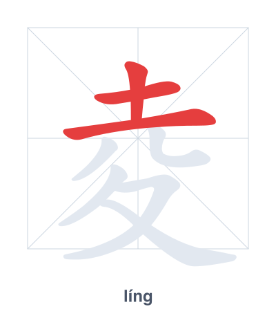 Stroke order practice for 夌 - líng