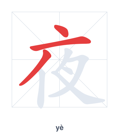 Stroke order practice for 夜 - yè