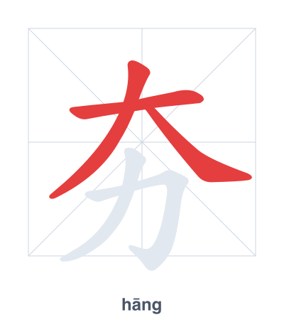 Stroke order practice for 夯 - hāng