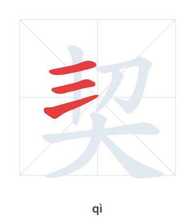 Stroke order practice for 契 - qì