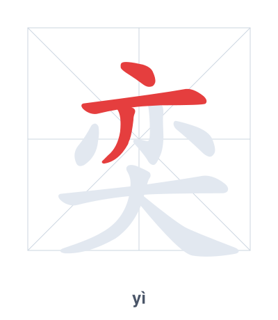Stroke order practice for 奕 - yì