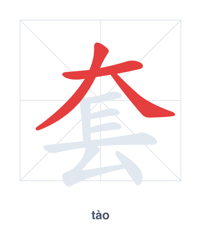 Stroke order practice for 套 - tào