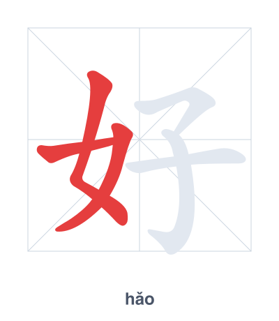 Stroke order practice for 好 - hǎo