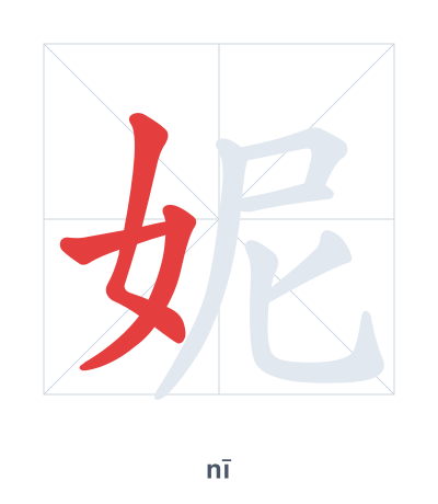 Stroke order practice for 妮 - nī