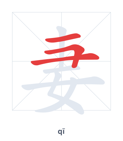 Stroke order practice for 妻 - qī