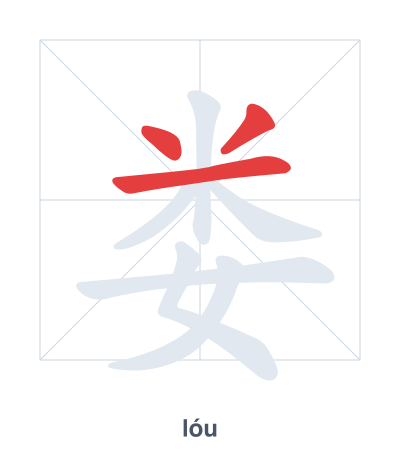 Stroke order practice for 娄 - lóu