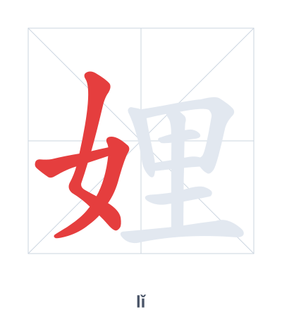 Stroke order practice for 娌 - lǐ