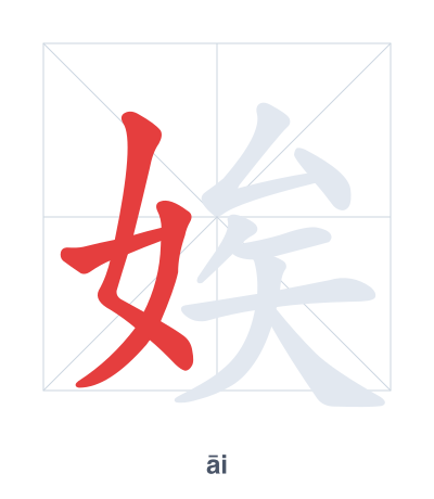 Stroke order practice for 娭 - āi