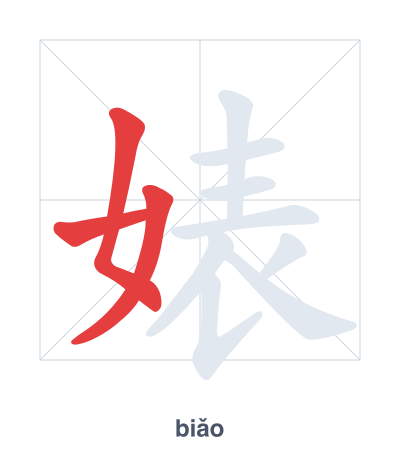 Stroke order practice for 婊 - biǎo