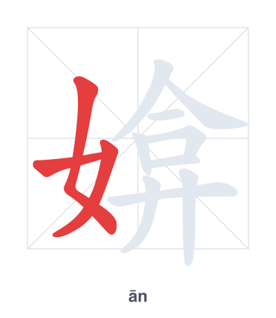 Stroke order practice for 媕 - ān