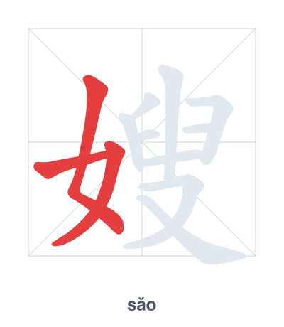 Stroke order practice for 嫂 - sǎo