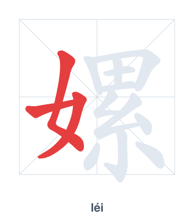 Stroke order practice for 嫘 - léi