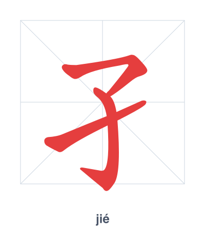 Stroke order practice for 孑 - jié
