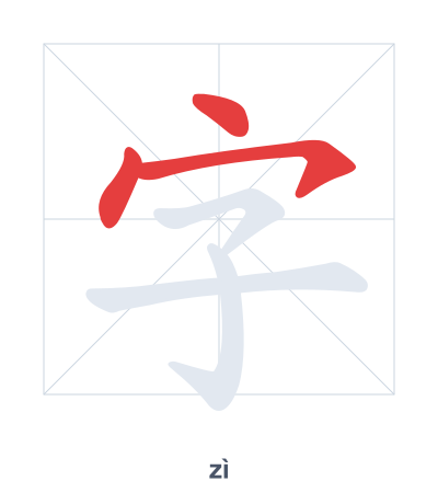 Stroke order practice for 字 - zì