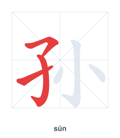 Stroke order practice for 孙 - sūn