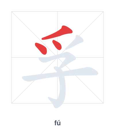 Stroke order practice for 孚 - fú