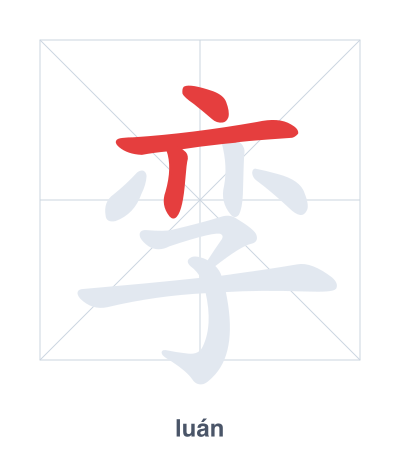 Stroke order practice for 孪 - luán