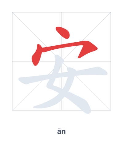 Stroke order practice for 安 - ān