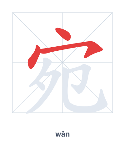 Stroke order practice for 宛 - wǎn