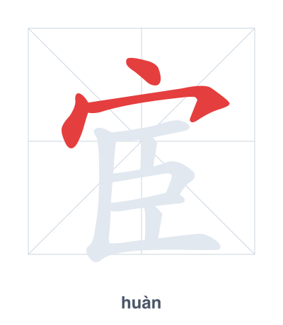 Stroke order practice for 宦 - huàn