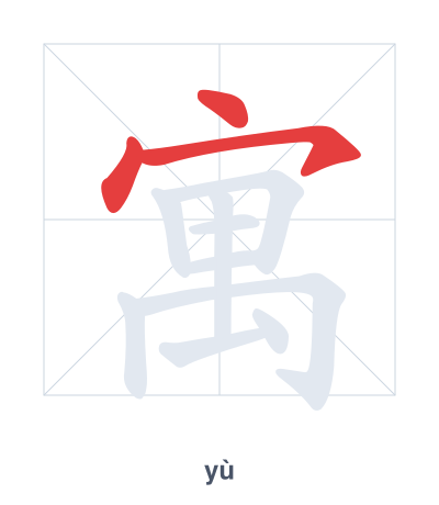 Stroke order practice for 寓 - yù